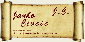 Janko Čivčić vizit kartica